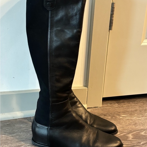 Classic Stuart Weitzman knee high black leather wedge boots.  Great condition. - Picture 3 of 5